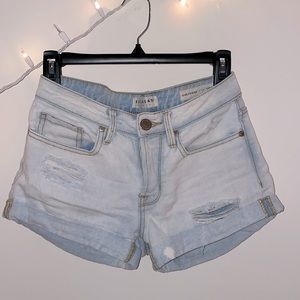 Light wash denim shorts